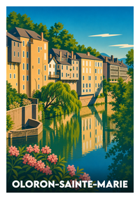 Affiche souvenir de Oloron-Sainte-Marie – image brute sans cadre