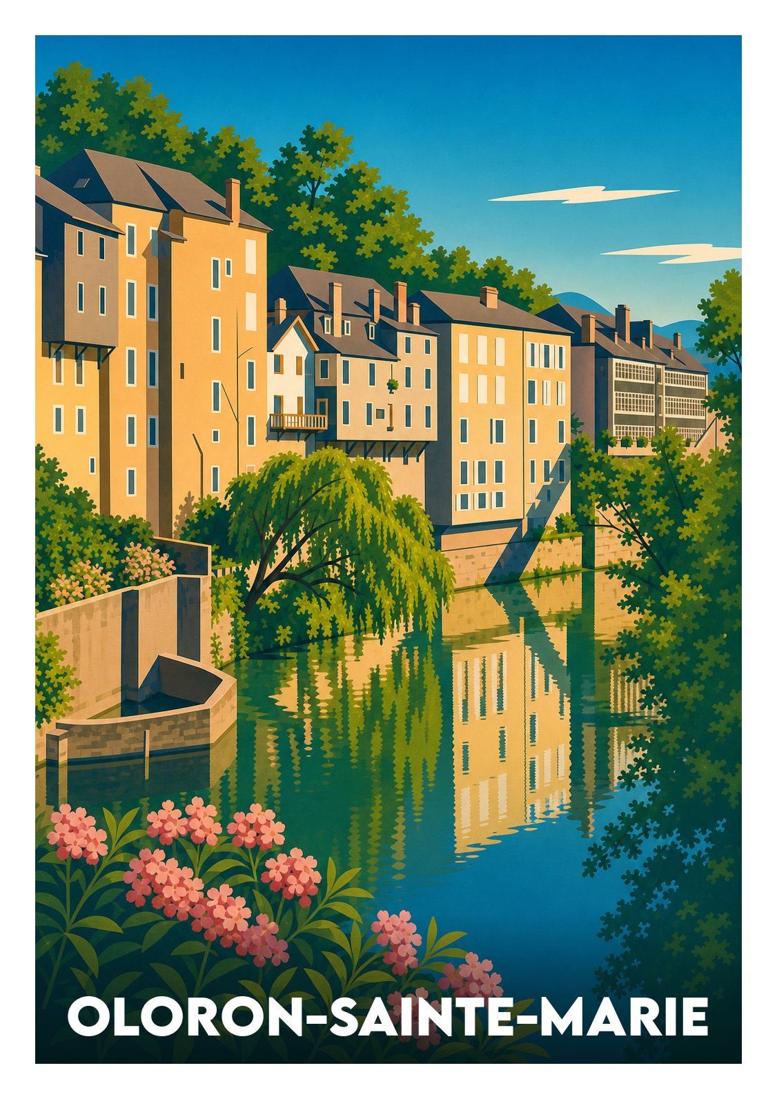 Affiche souvenir de Oloron-Sainte-Marie – image brute sans cadre