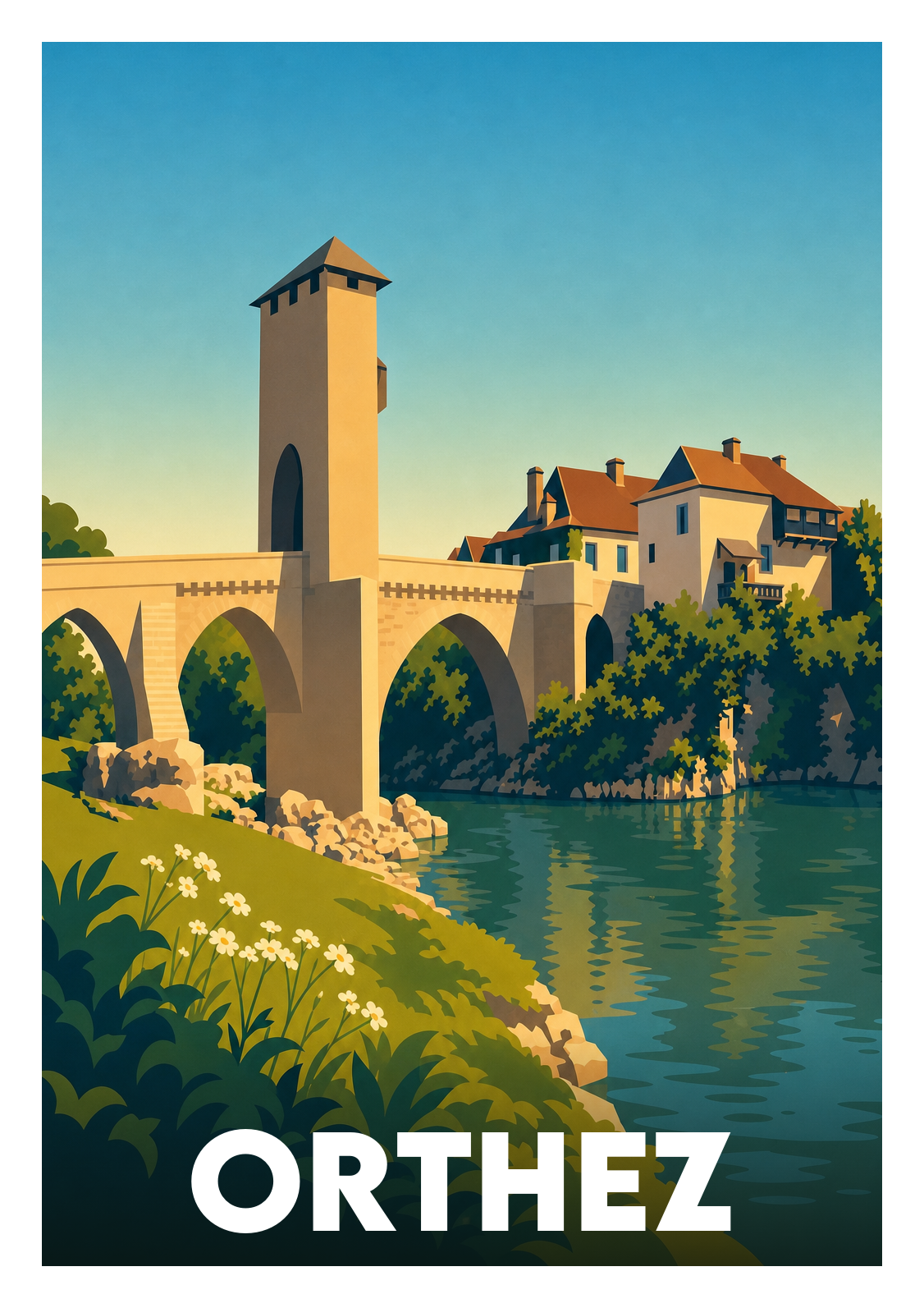 Affiche souvenir de Orthez – image brute sans cadre