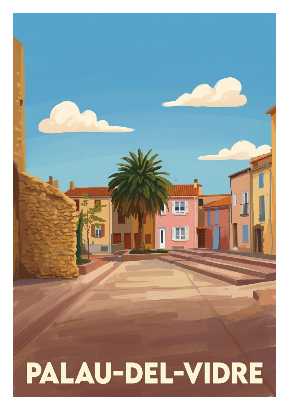 Affiche souvenir de Palau-del-Vidre – image brute sans cadre