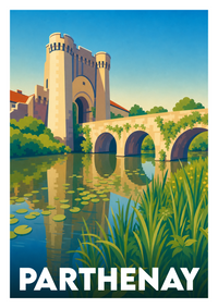 Affiche souvenir de Parthenay – image brute sans cadre