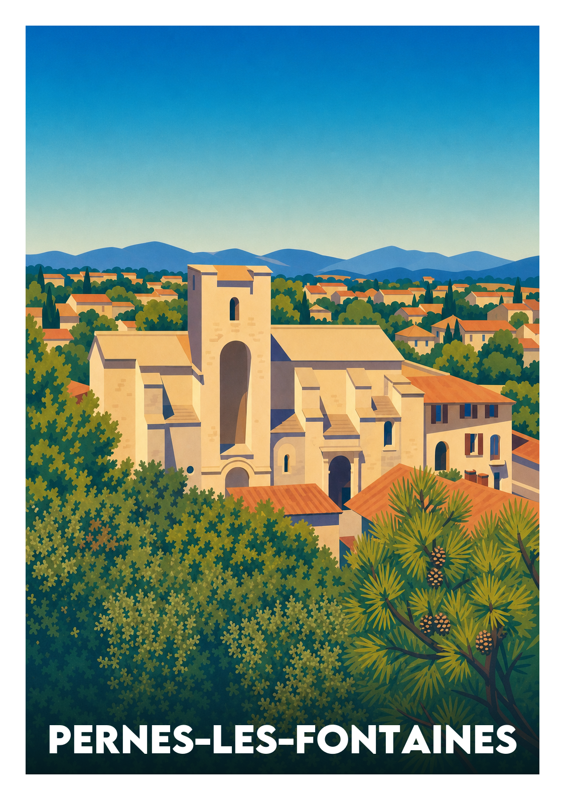 Affiche souvenir de Pernes-les-Fontaines – image brute sans cadre