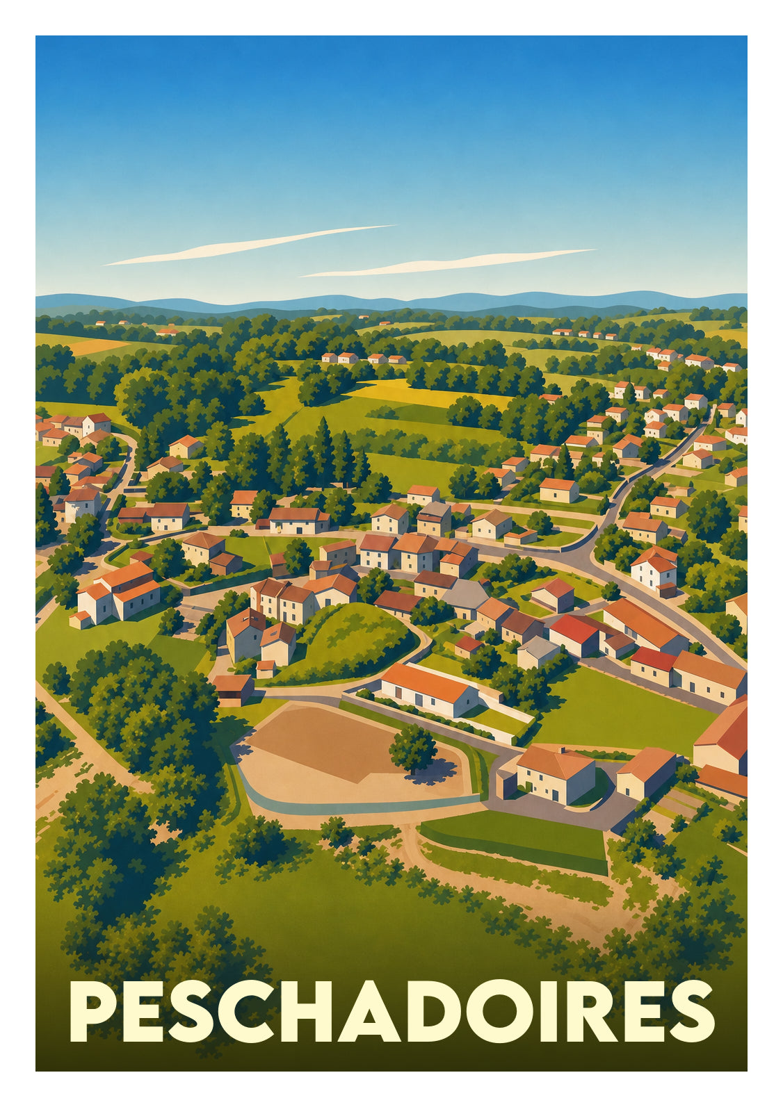 Affiche souvenir de Peschadoires – image brute sans cadre