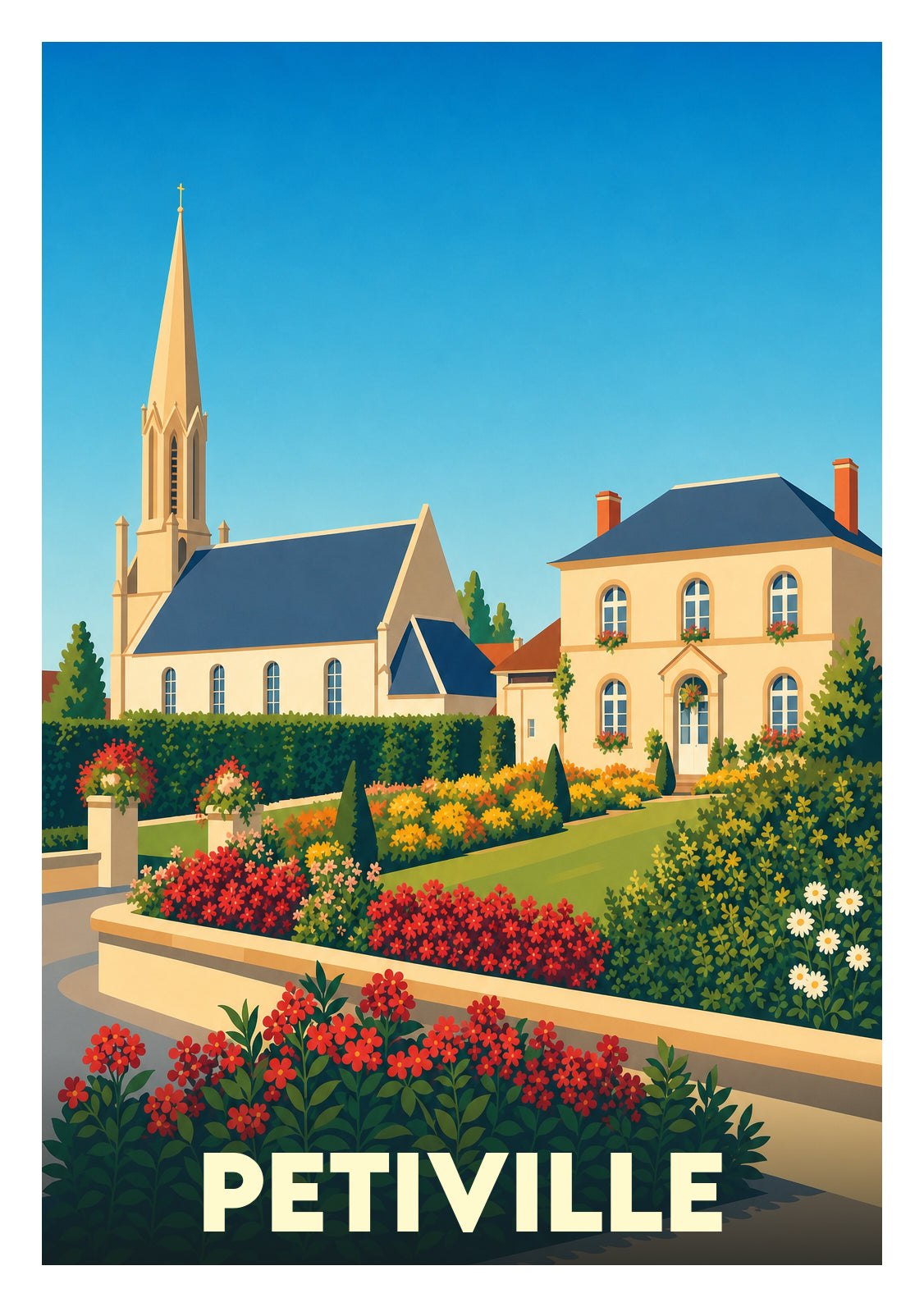 Affiche souvenir de Petiville – image brute sans cadre