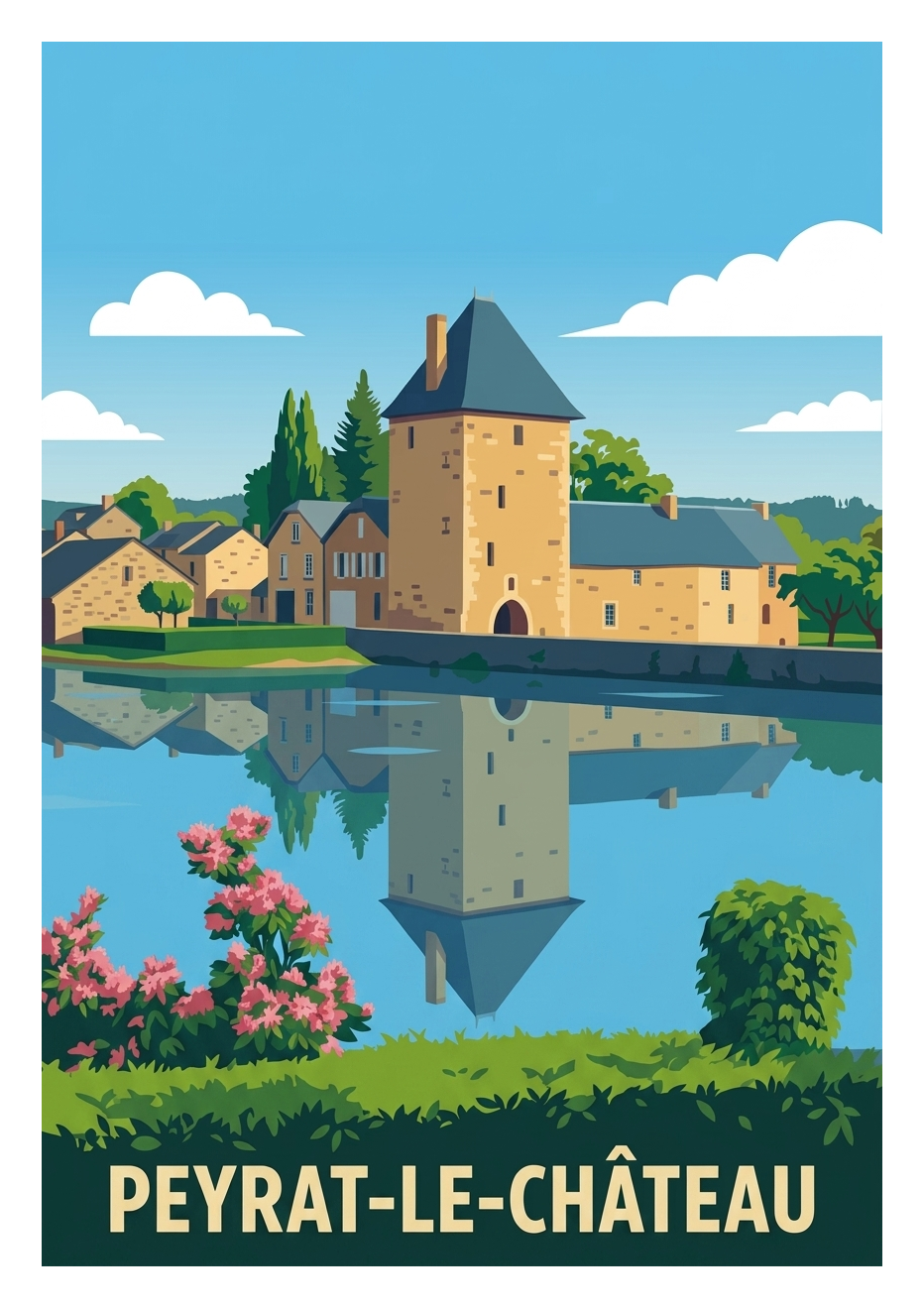 Affiche souvenir de Peyrat-le-Château – image brute sans cadre