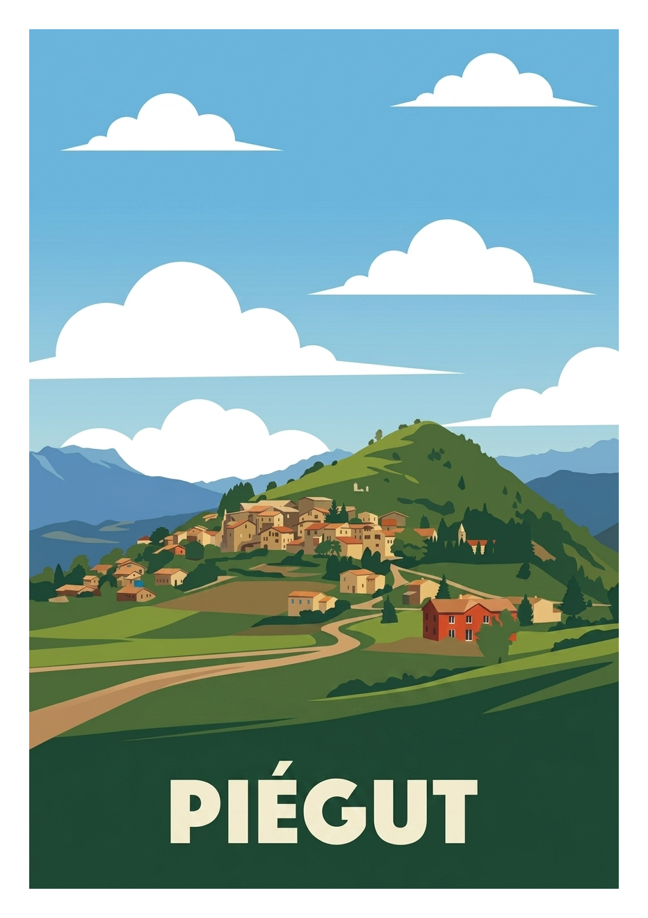 Affiche souvenir de Piégut – image brute sans cadre
