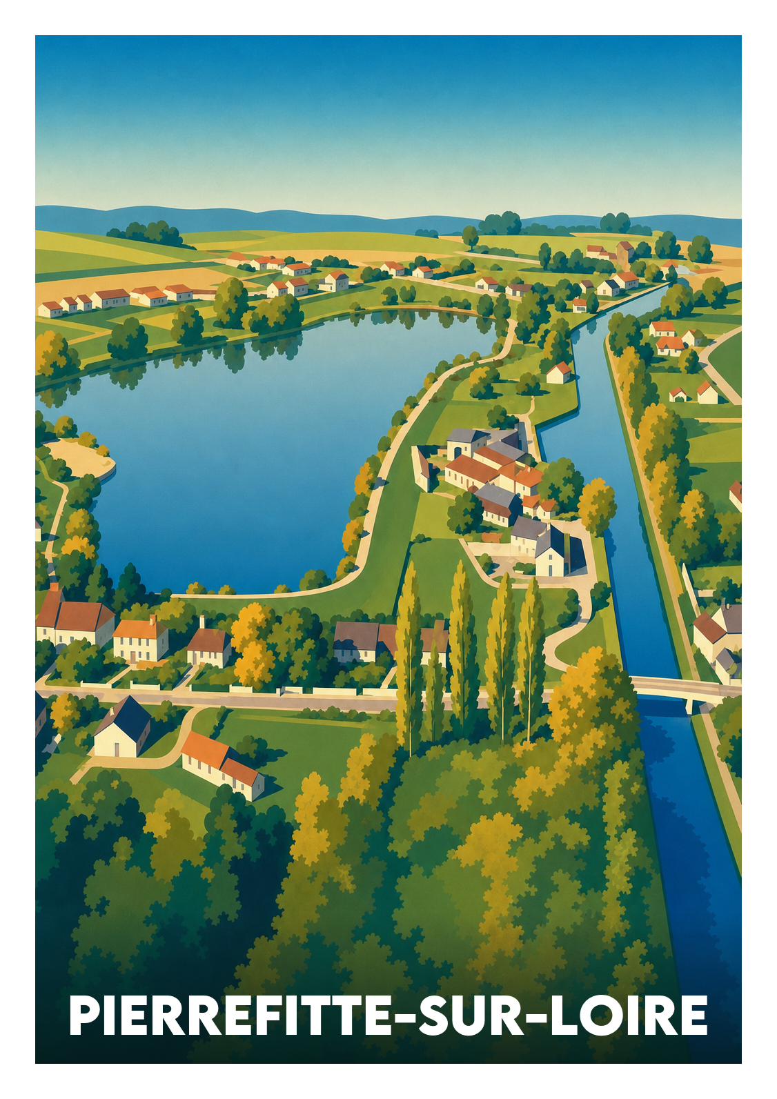 Affiche souvenir de Pierrefitte-sur-Loire – image brute sans cadre