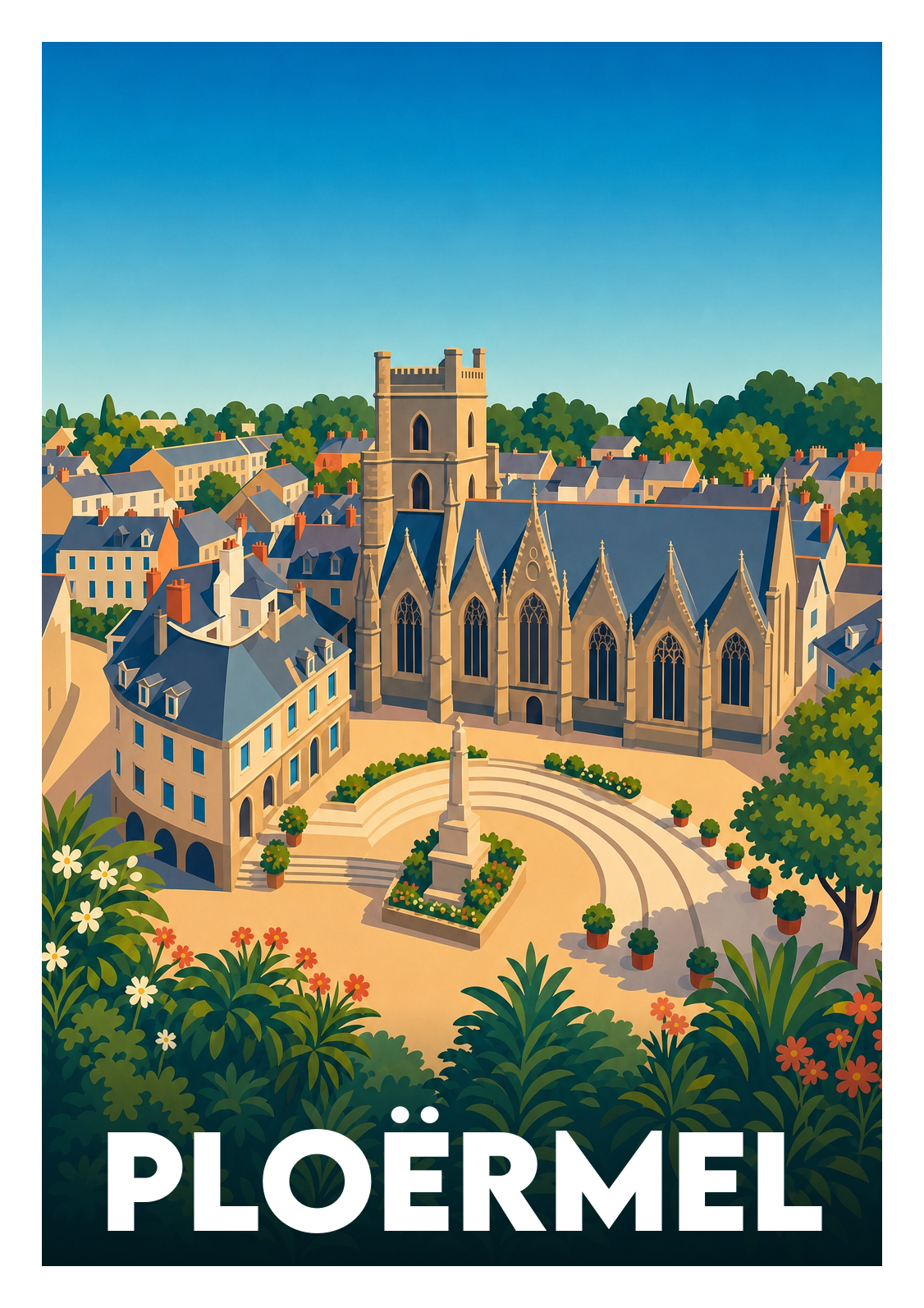 Affiche souvenir de Ploërmel – image brute sans cadre