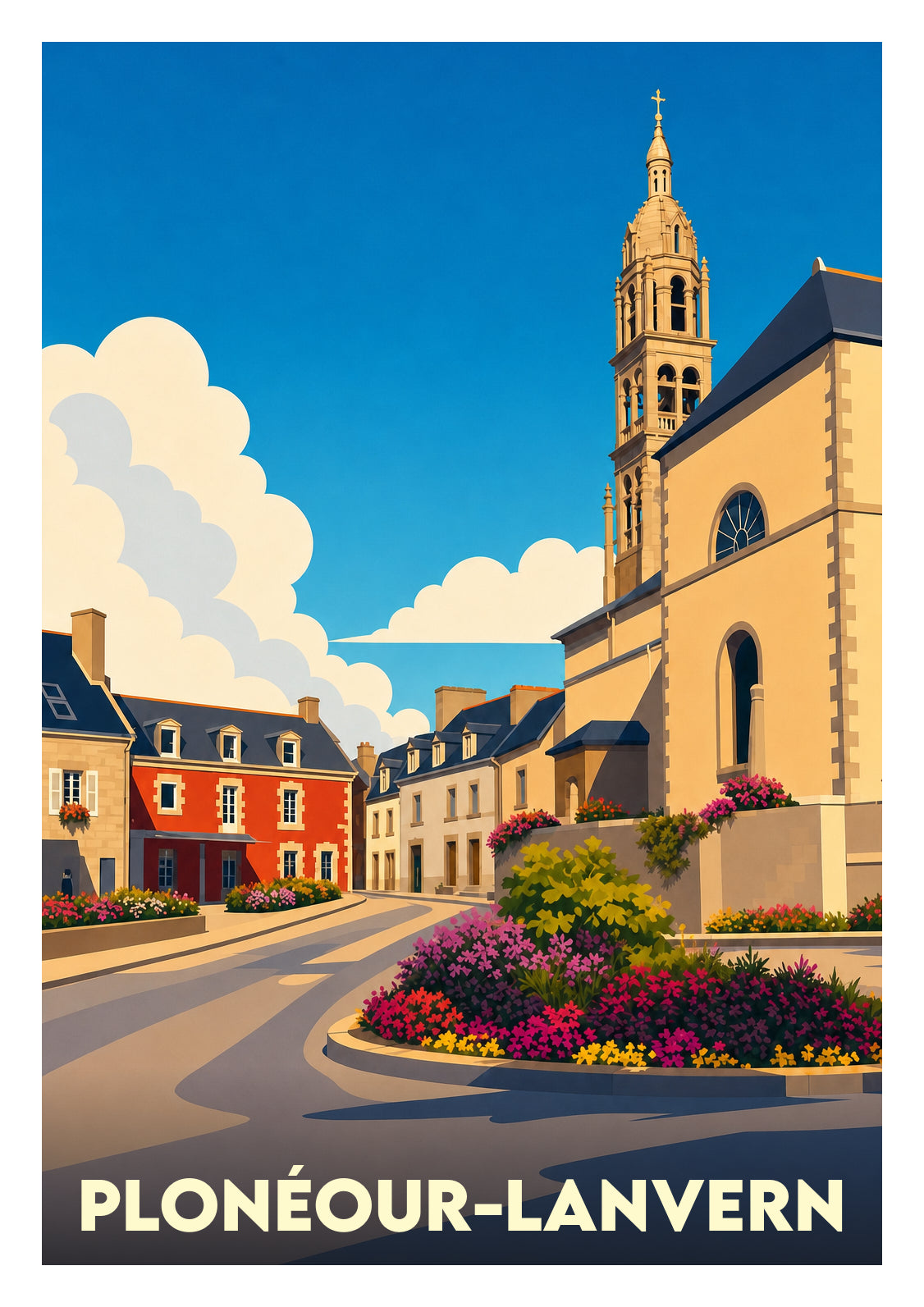 Affiche souvenir de Plonéour-Lanvern – image brute sans cadre