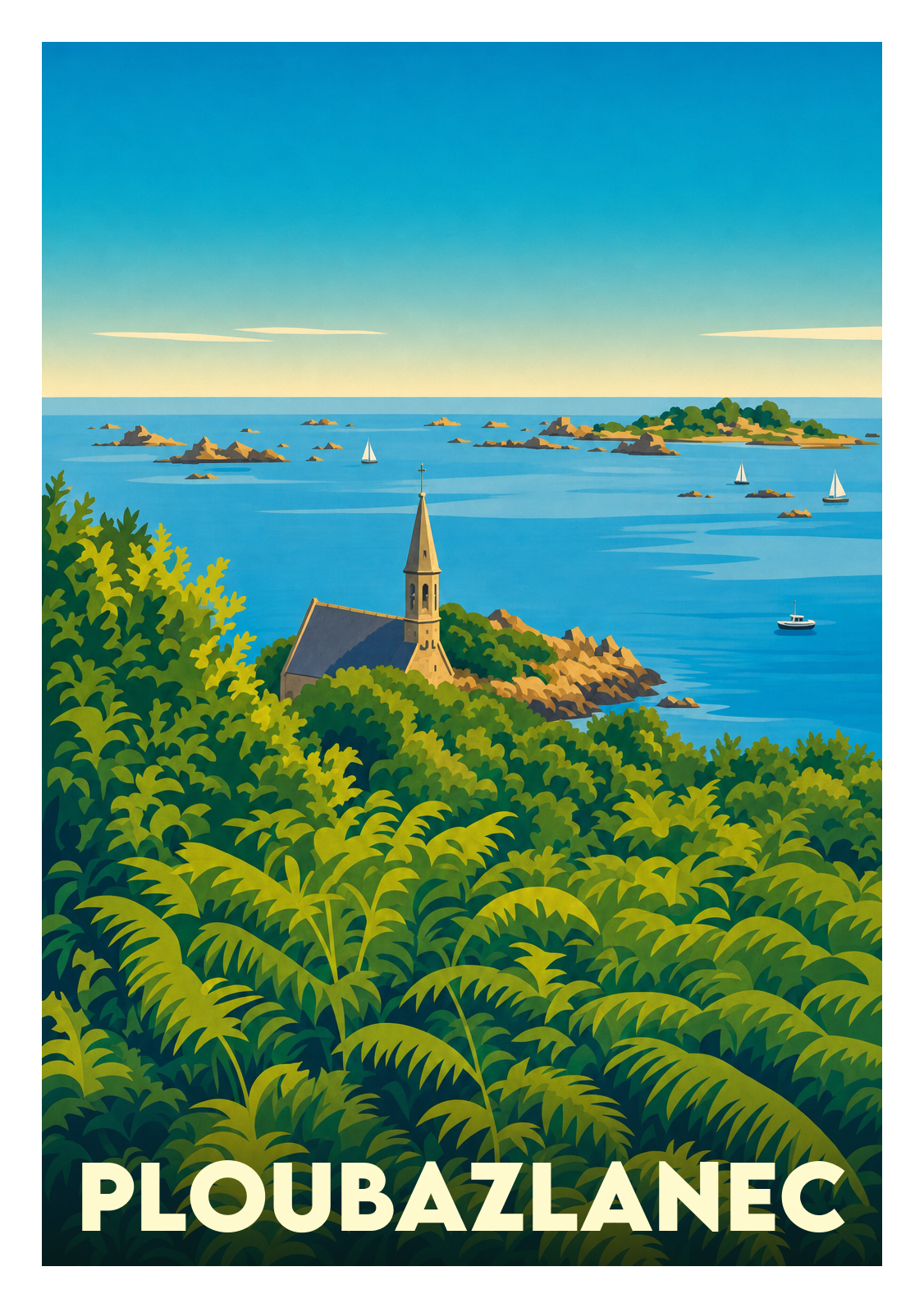 Affiche souvenir de Ploubazlanec – image brute sans cadre