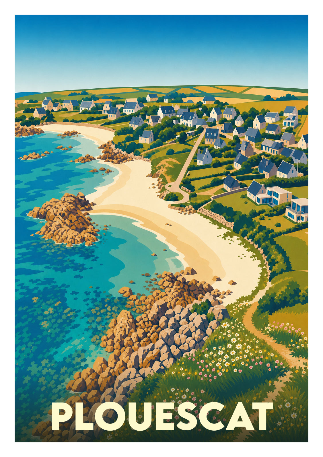 Affiche souvenir de Plouescat – image brute sans cadre