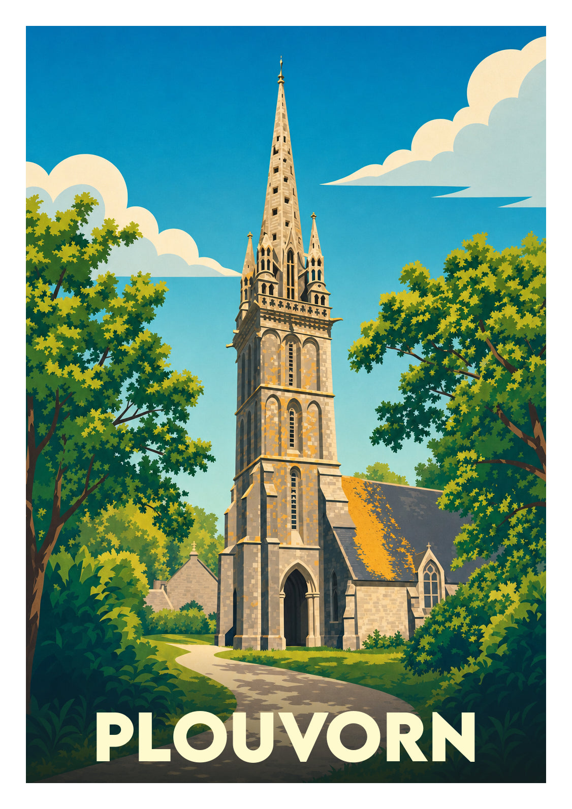 Affiche souvenir de Plouvorn – image brute sans cadre