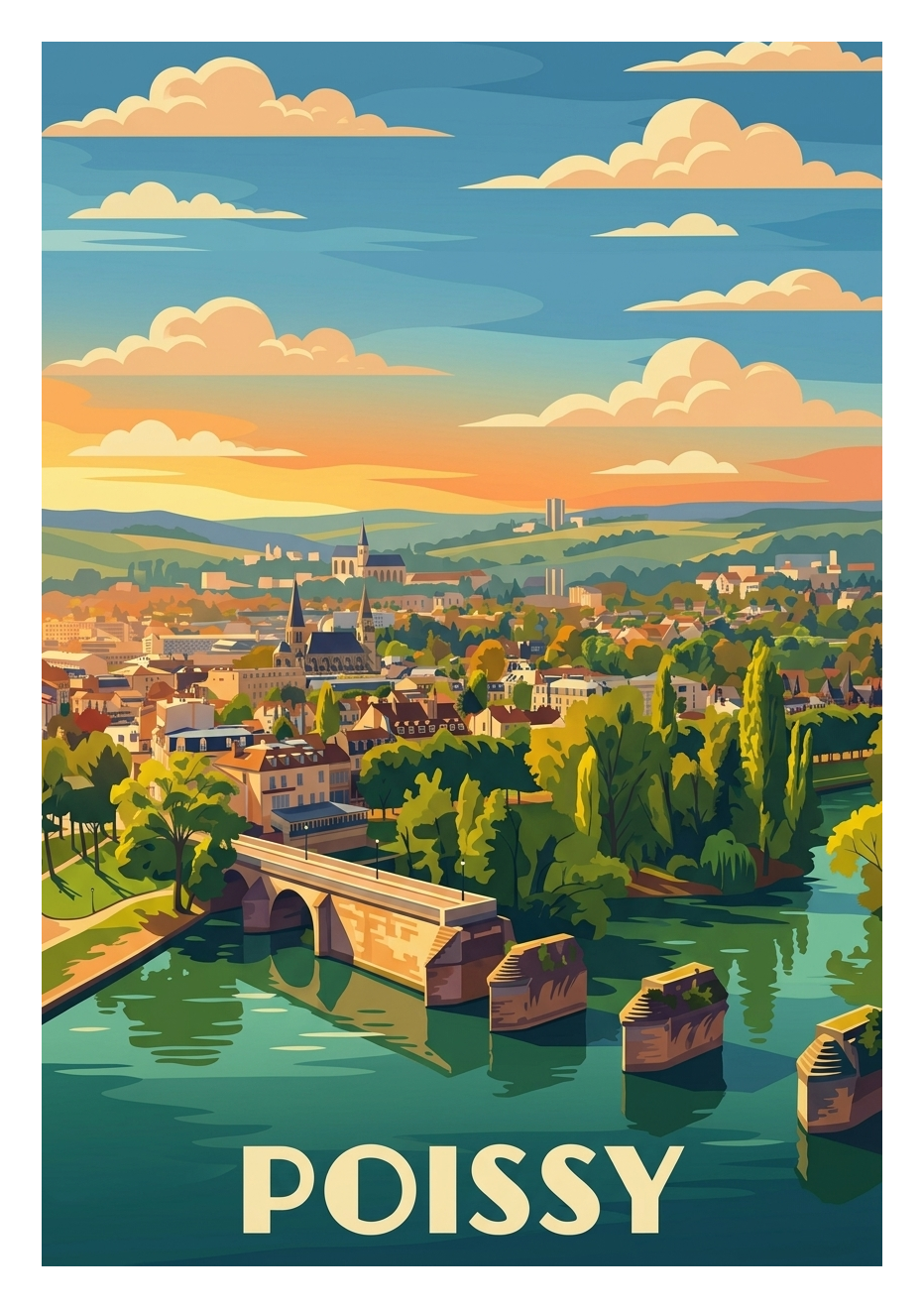 Affiche souvenir de Poissy – image brute sans cadre
