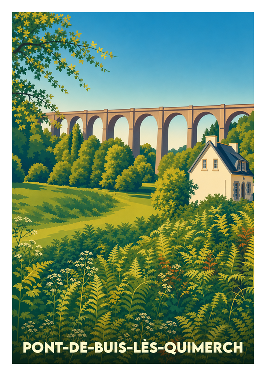 Affiche souvenir de Pont-de-Buis-lès-Quimerch – image brute sans cadre
