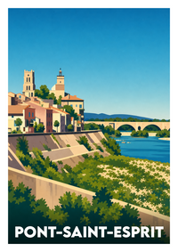 Affiche souvenir de Pont-Saint-Esprit – image brute sans cadre