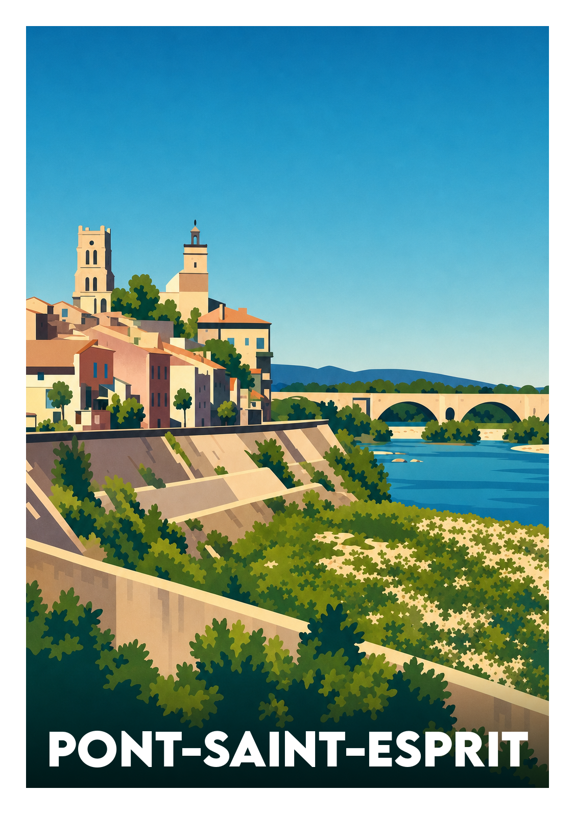 Affiche souvenir de Pont-Saint-Esprit – image brute sans cadre