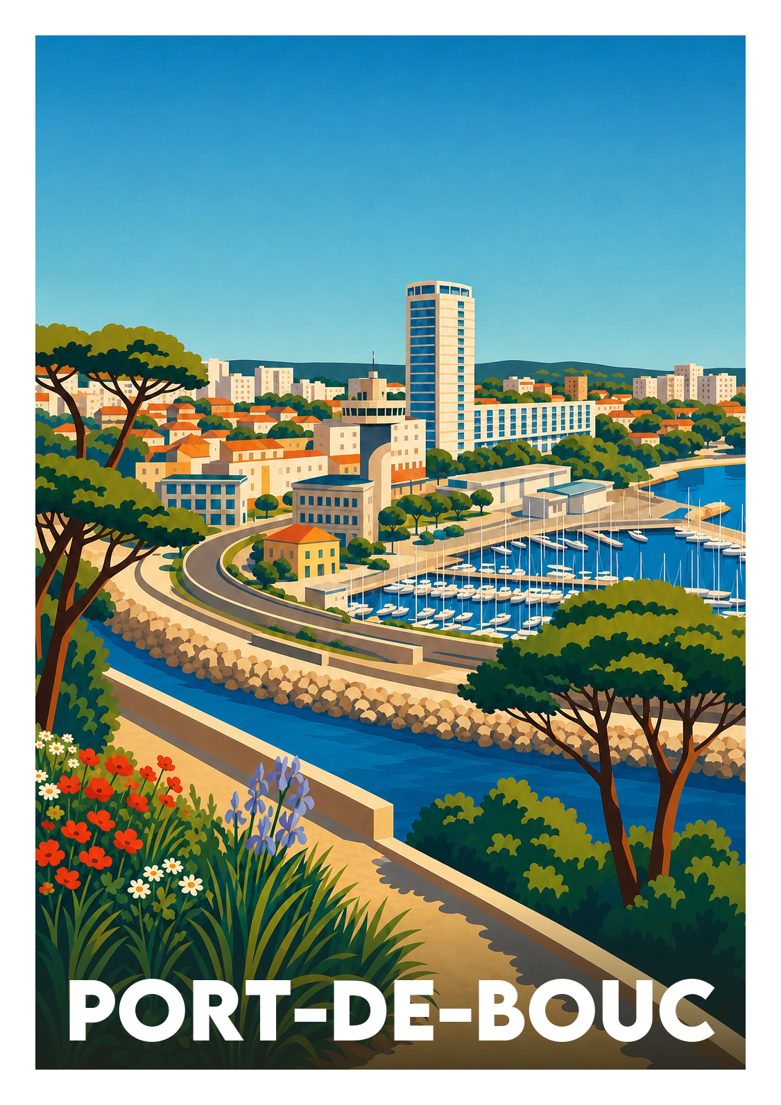 Affiche souvenir de Port-de-Bouc – image brute sans cadre