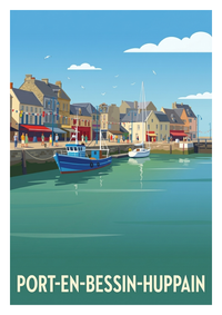 Affiche souvenir de Port-en-Bessin-Huppain – image brute sans cadre