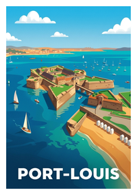 Affiche souvenir de Port-Louis – image brute sans cadre