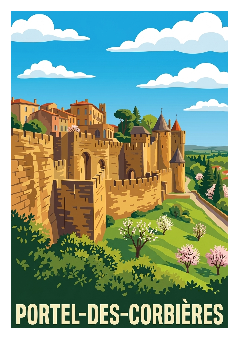 Affiche souvenir de Portel-des-Corbières – image brute sans cadre