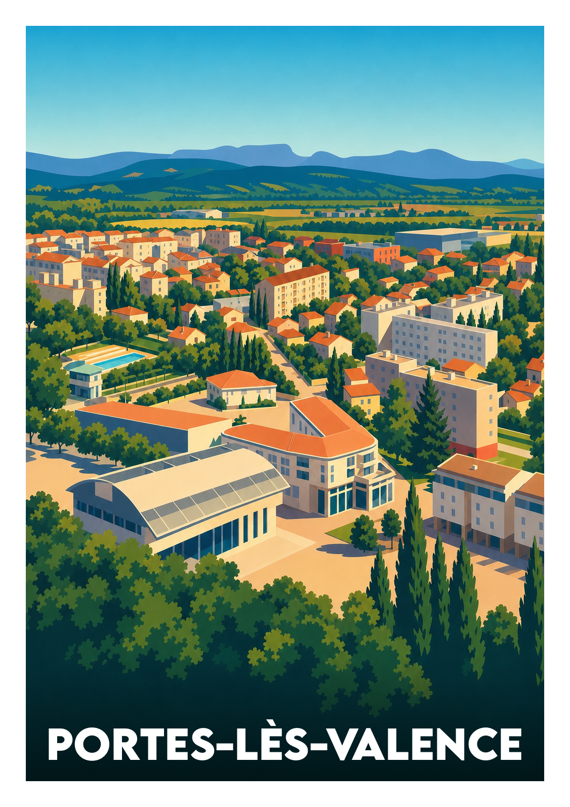 Affiche souvenir de Portes-lès-Valence – image brute sans cadre