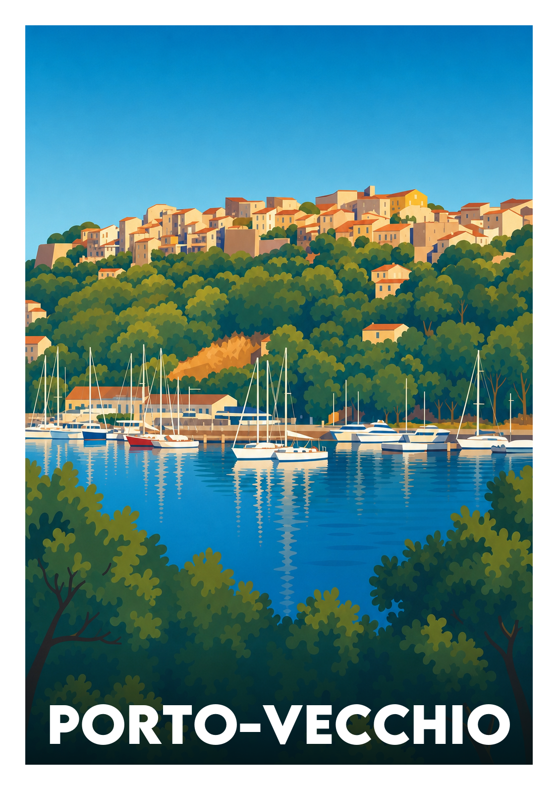 Affiche souvenir de Porto-Vecchio – image brute sans cadre
