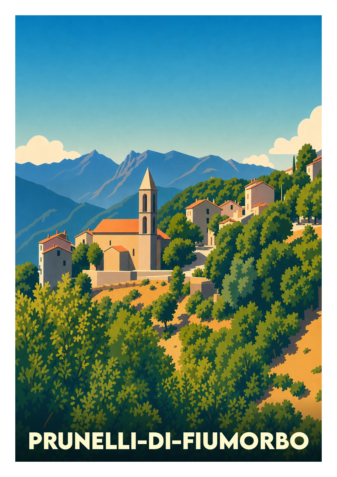 Affiche souvenir de Prunelli-di-Fiumorbo – image brute sans cadre