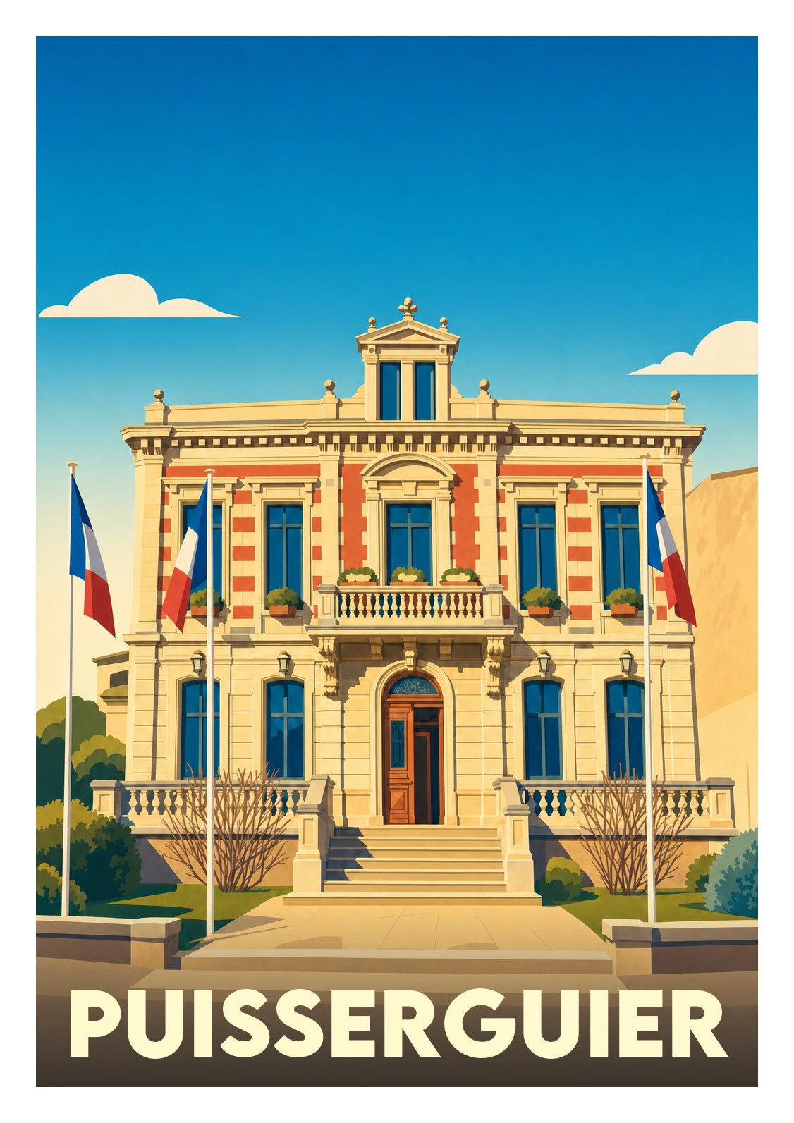 Affiche souvenir de Puisserguier – image brute sans cadre