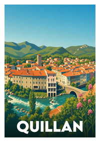 Affiche souvenir de Quillan – image brute sans cadre
