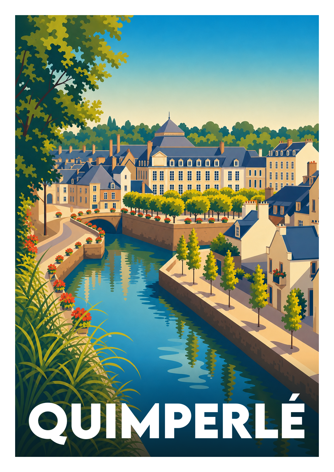 Affiche souvenir de Quimperlé – image brute sans cadre