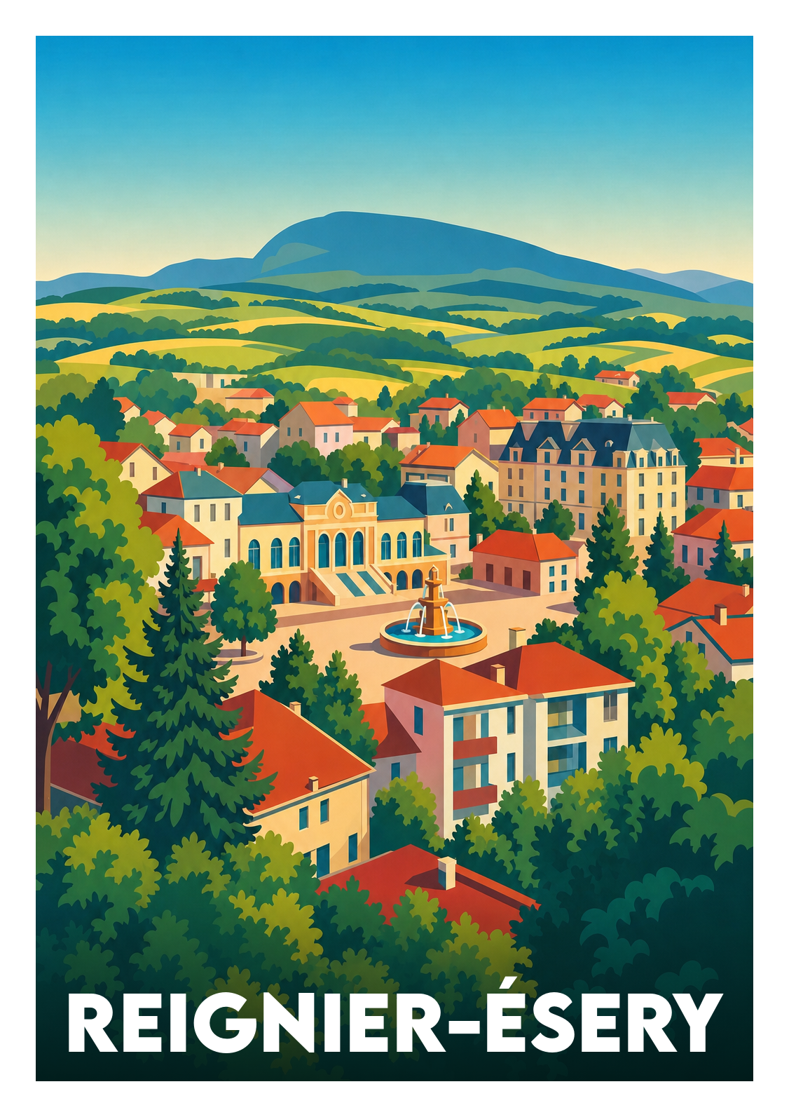 Affiche souvenir de Reignier-Ésery – image brute sans cadre