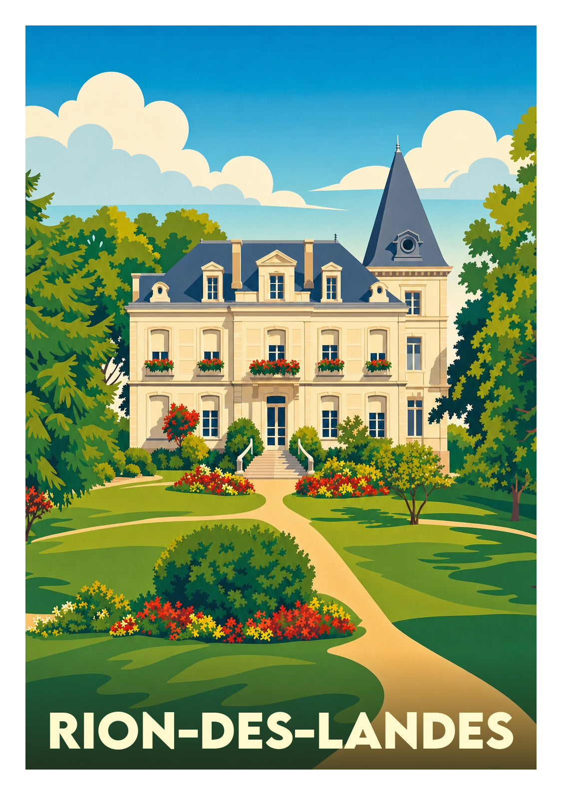 Affiche souvenir de Rion-des-Landes – image brute sans cadre