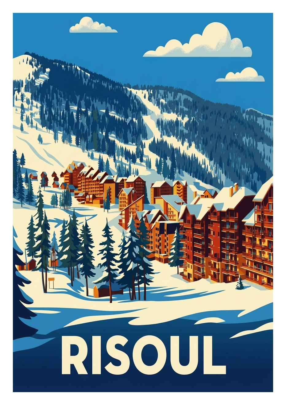Affiche souvenir de Risoul – image brute sans cadre