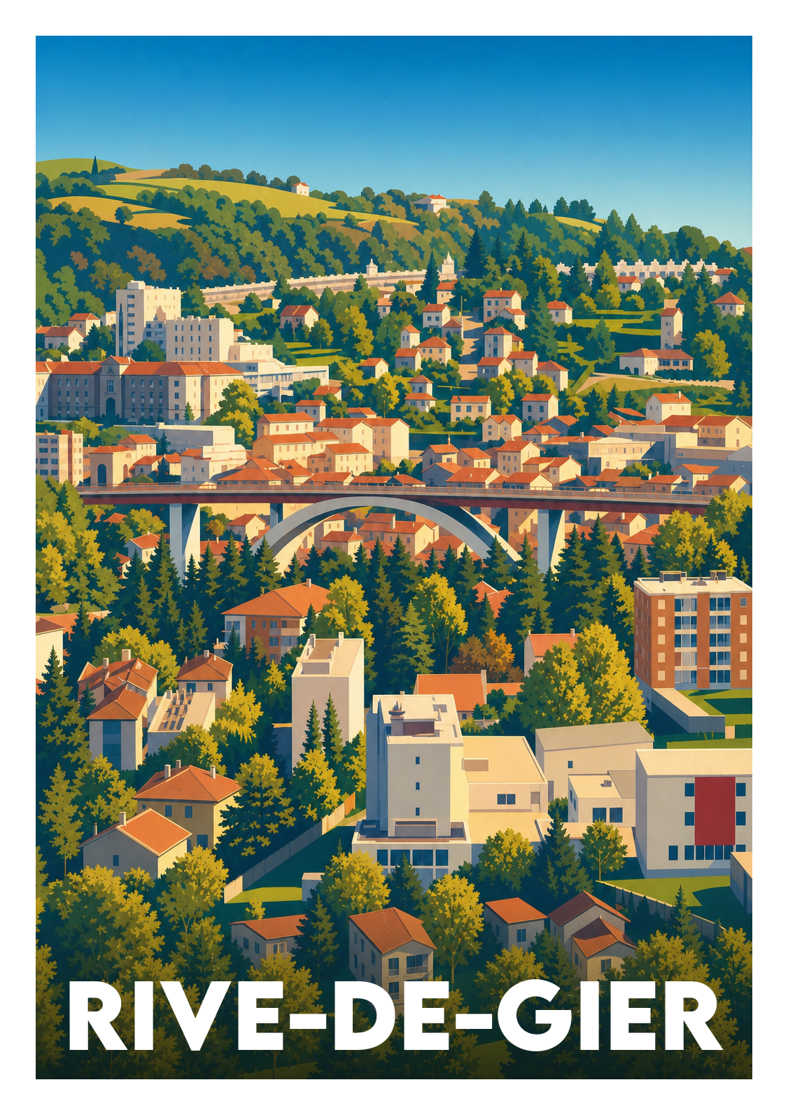 Affiche souvenir de Rive-de-Gier – image brute sans cadre