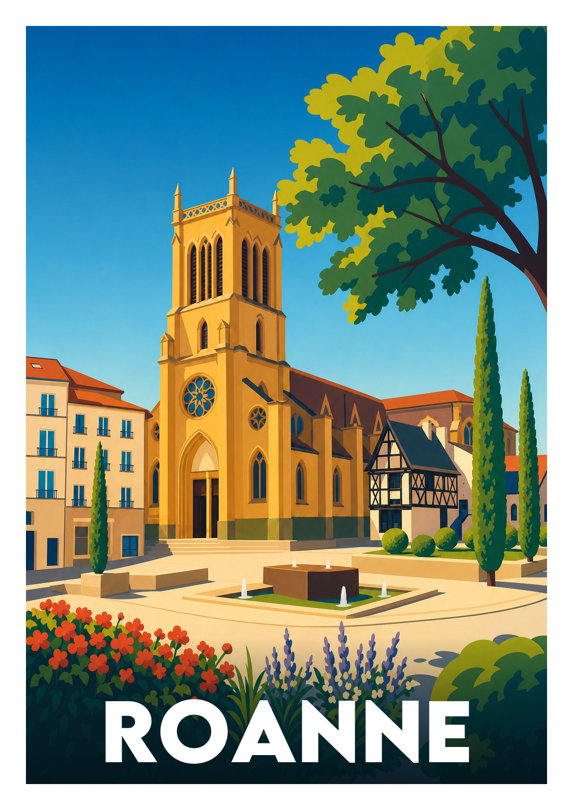 Affiche souvenir de Roanne – image brute sans cadre