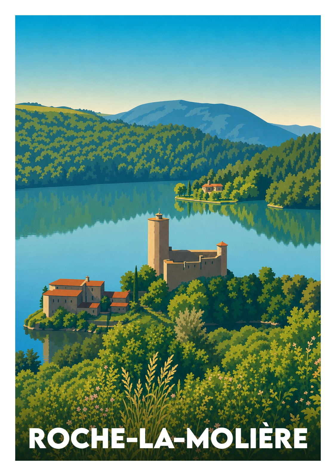 Affiche souvenir de Roche-la-Molière – image brute sans cadre