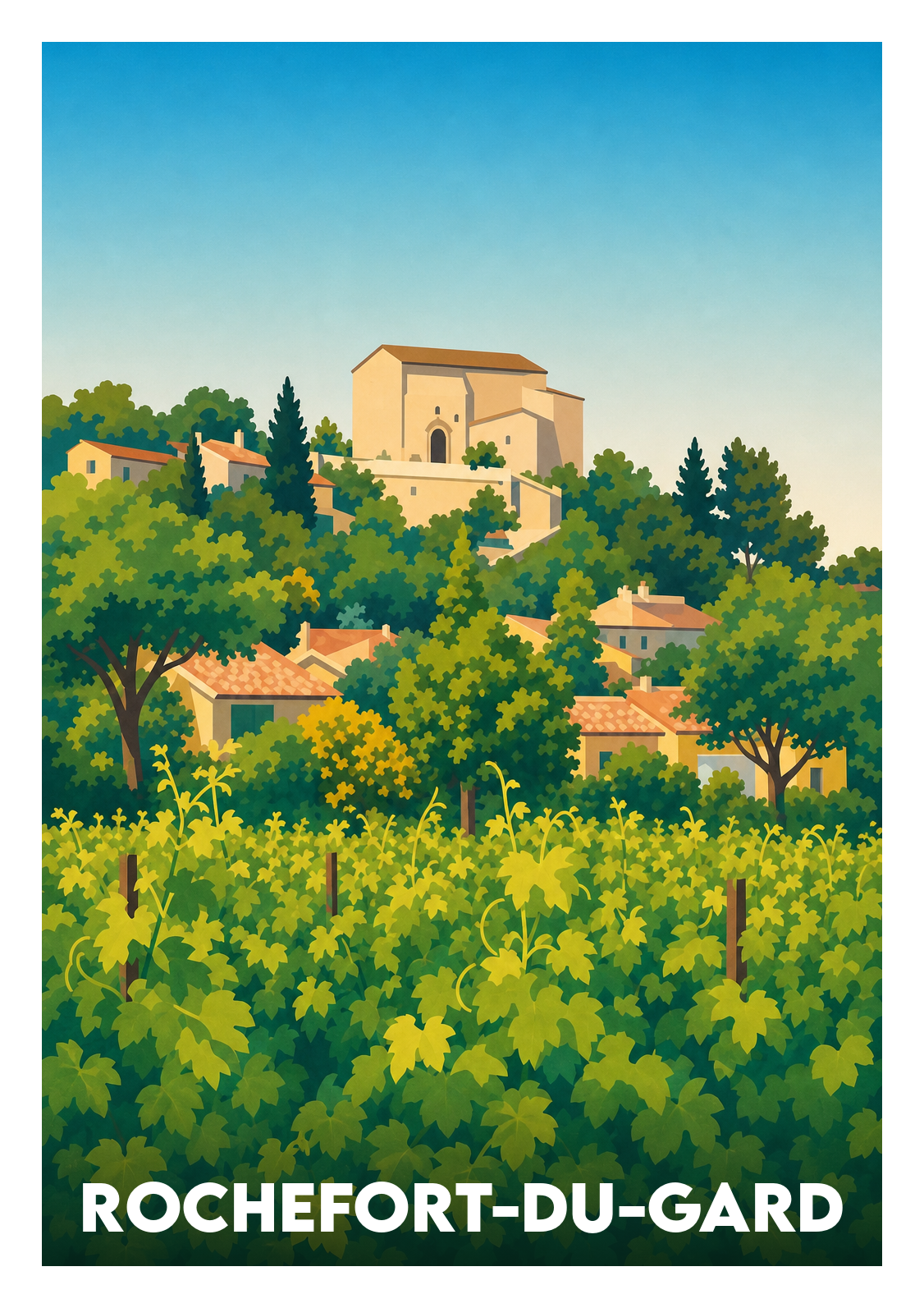 Affiche souvenir de Rochefort-du-Gard – image brute sans cadre