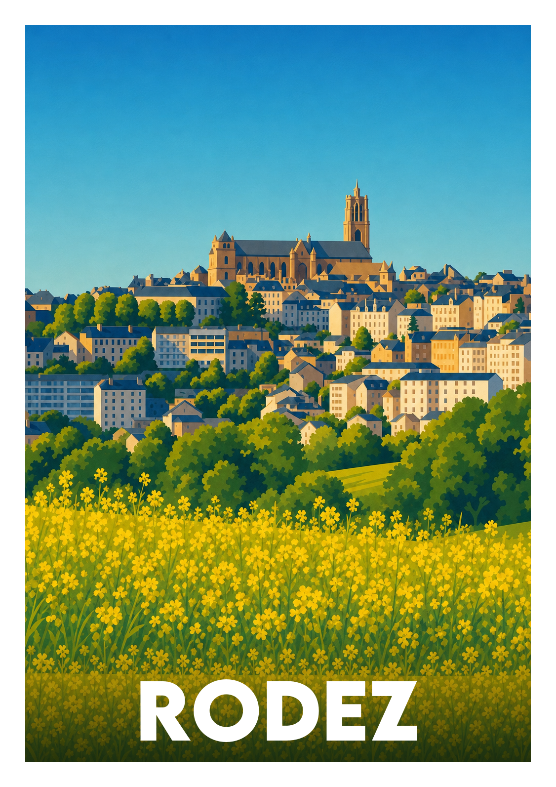 Affiche souvenir de Rodez – image brute sans cadre