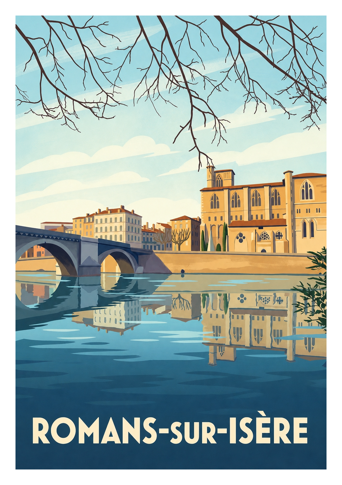 Affiche souvenir de Romans-sur-Isère – image brute sans cadre