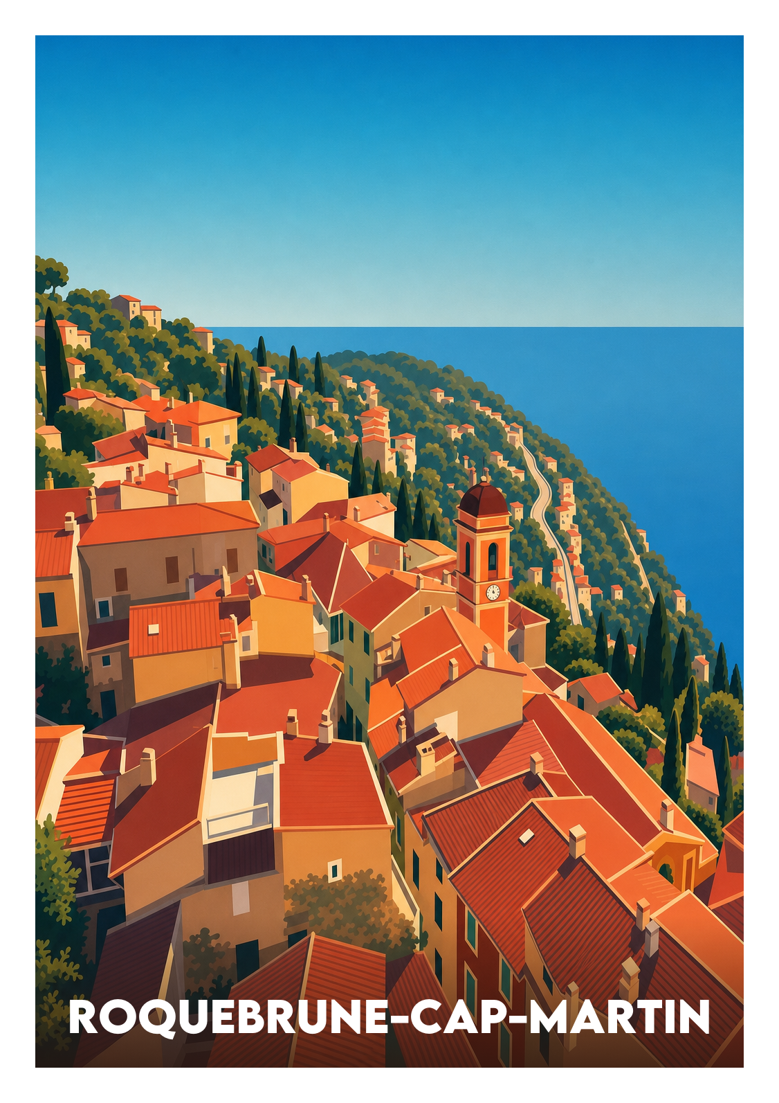 Affiche souvenir de Roquebrune-Cap-Martin – image brute sans cadre