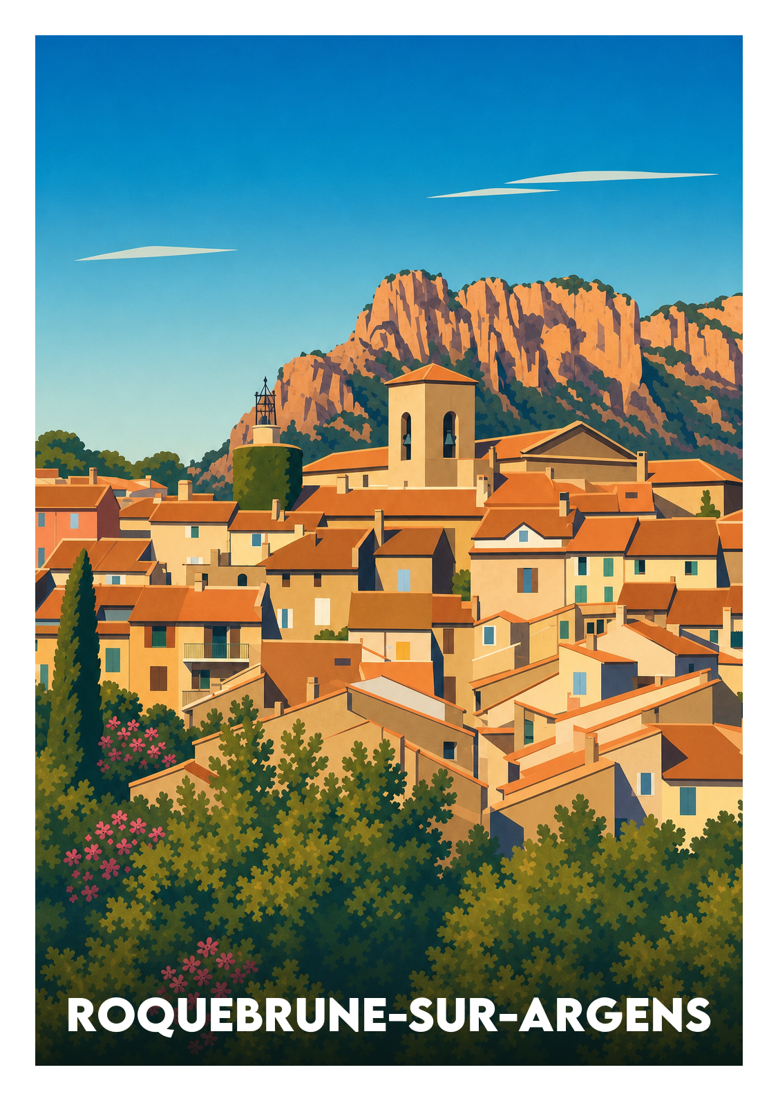 Affiche souvenir de Roquebrune-sur-Argens – image brute sans cadre