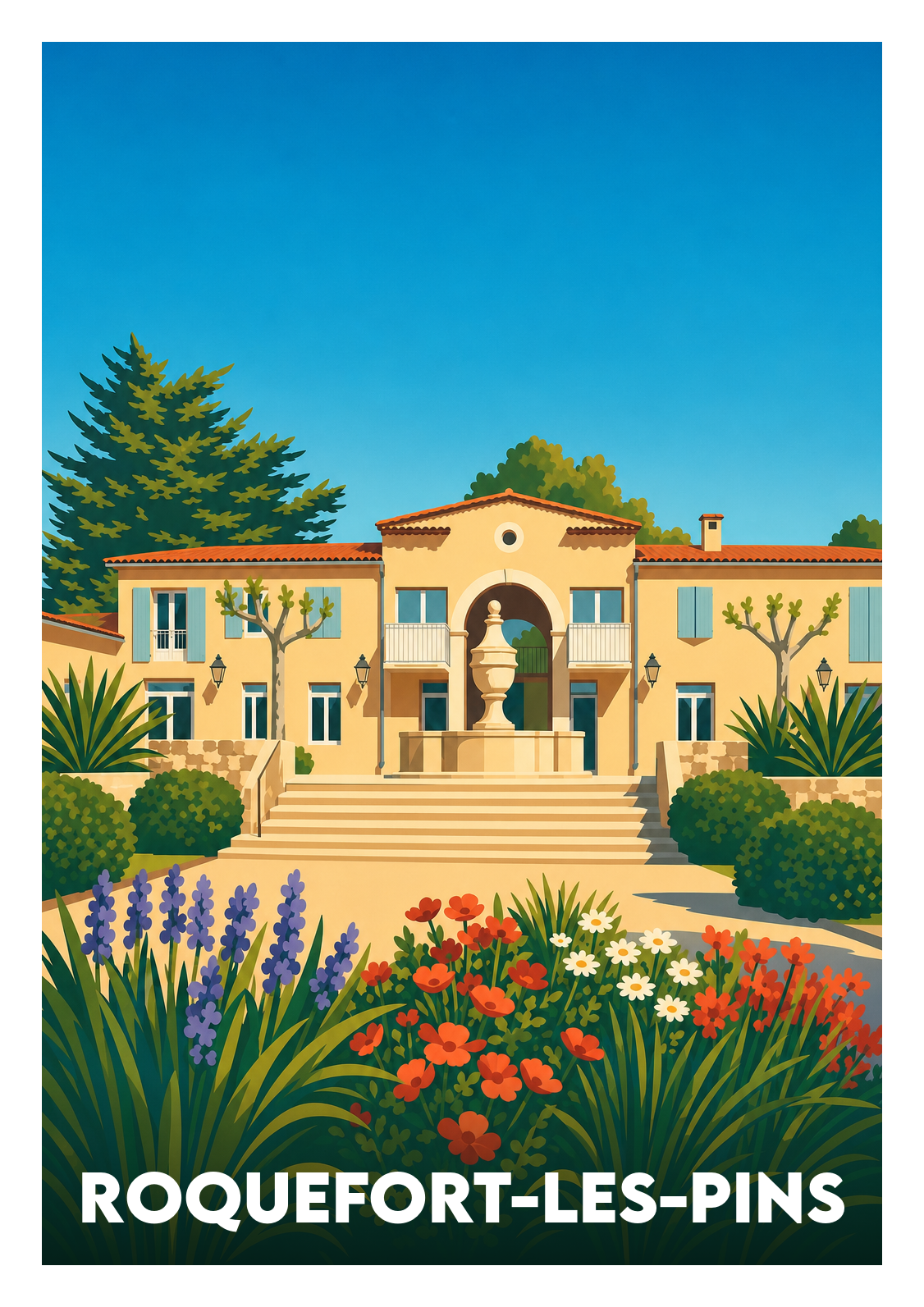Affiche souvenir de Roquefort-les-Pins – image brute sans cadre