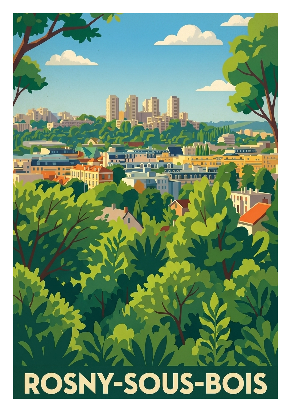 Affiche souvenir de Rosny-sous-Bois – image brute sans cadre