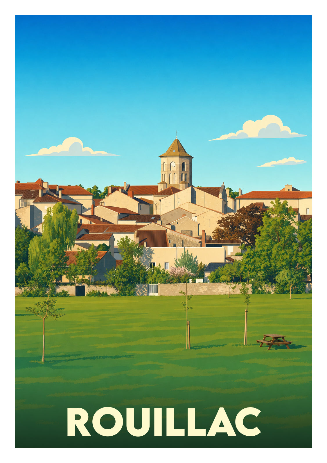 Affiche souvenir de Rouillac – image brute sans cadre