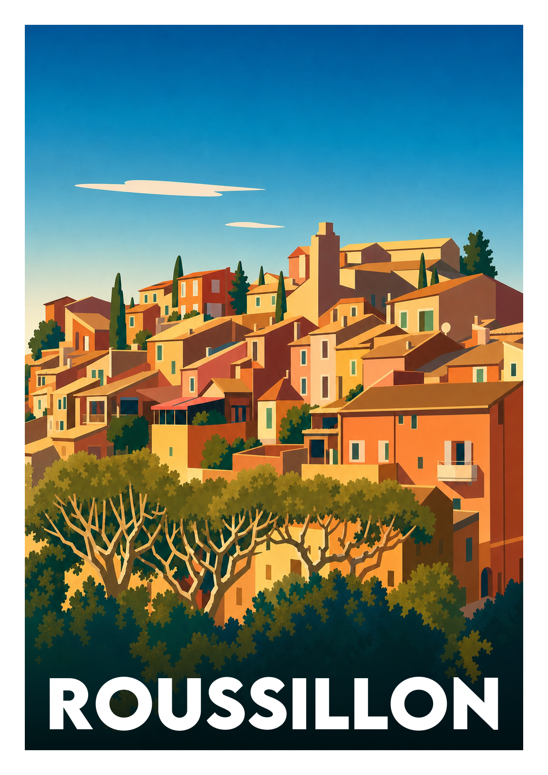 Affiche souvenir de Roussillon – image brute sans cadre