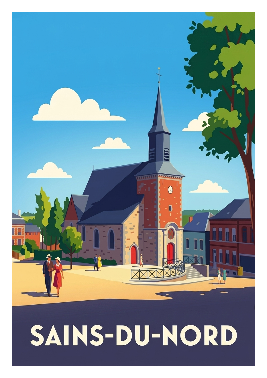 Affiche souvenir de Sains-du-Nord – image brute sans cadre