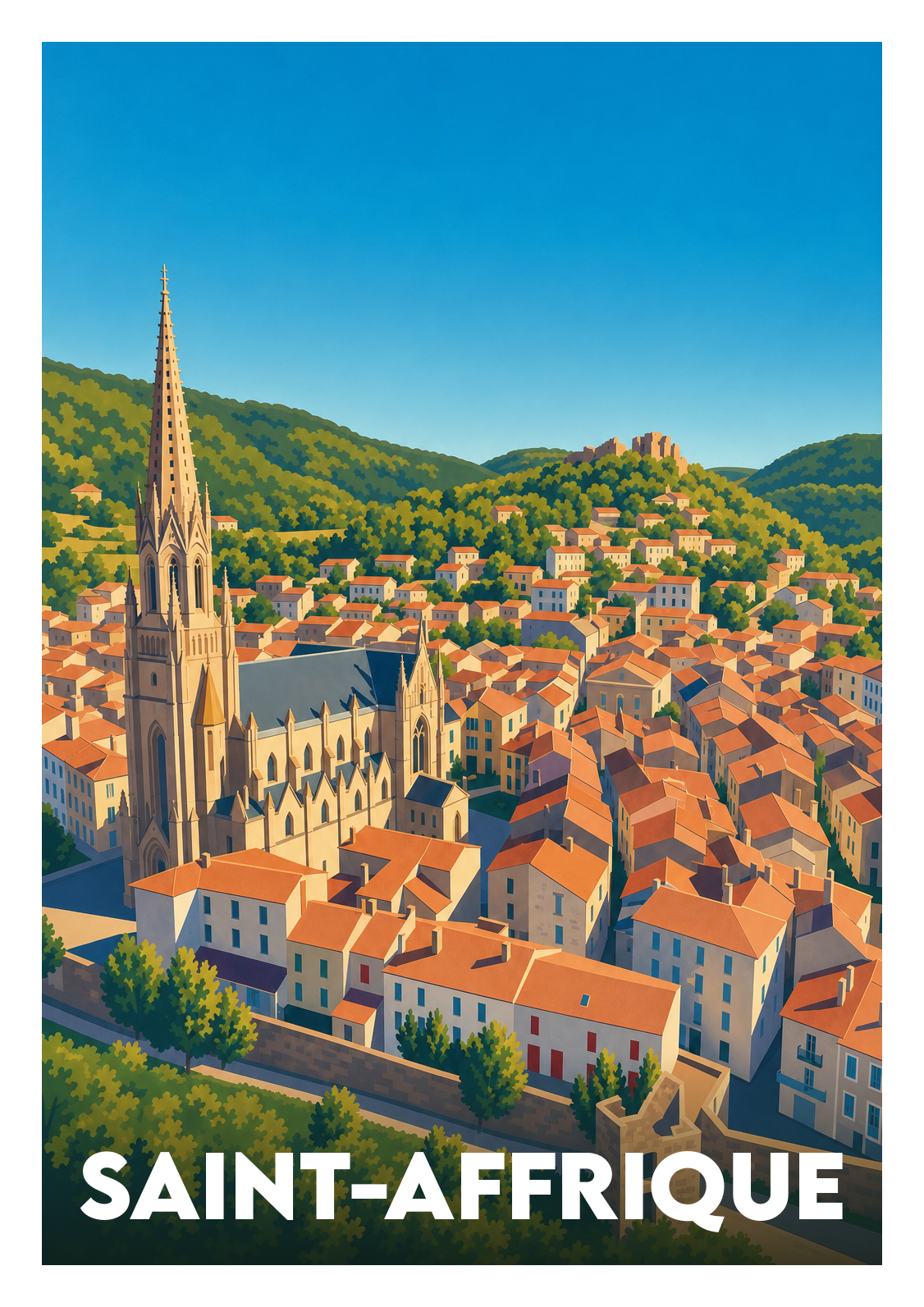 Affiche souvenir de Saint-Affrique – image brute sans cadre