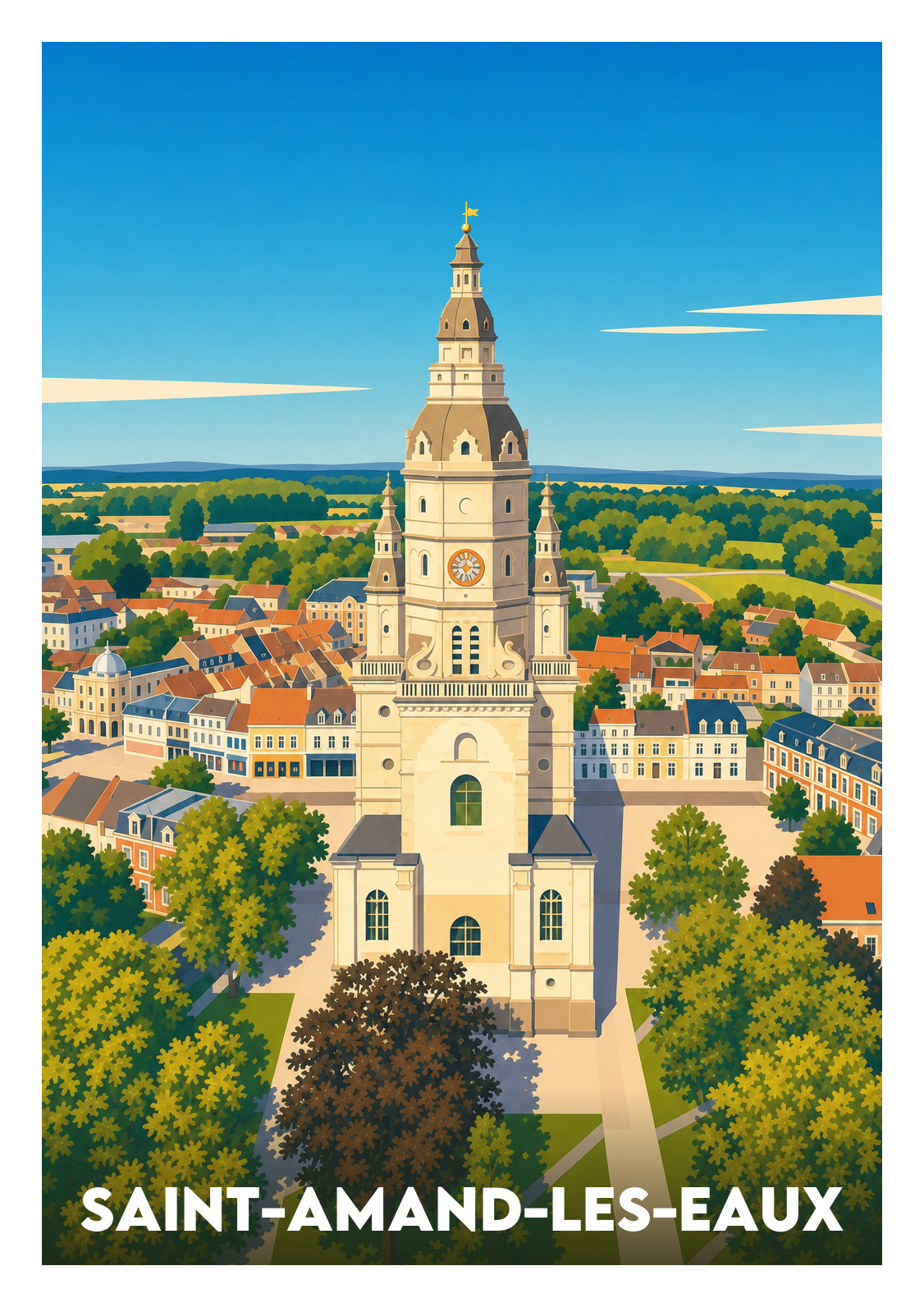 Affiche souvenir de Saint-Amand-les-Eaux – image brute sans cadre