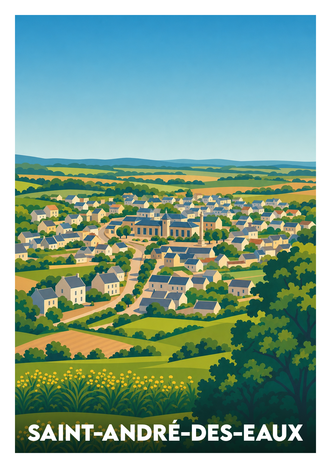 Affiche souvenir de Saint-André-des-Eaux – image brute sans cadre
