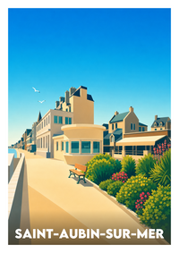 Affiche souvenir de Saint-Aubin-sur-Mer – image brute sans cadre